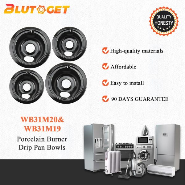 Blutoget WB31M20 WB31M19 Stove Drip Pans Porcelain Chrome-6