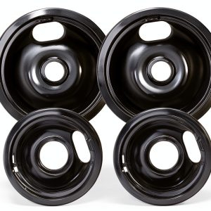 Blutoget Electric Stove Drip Pans Black Porcelain 2 Pack-0