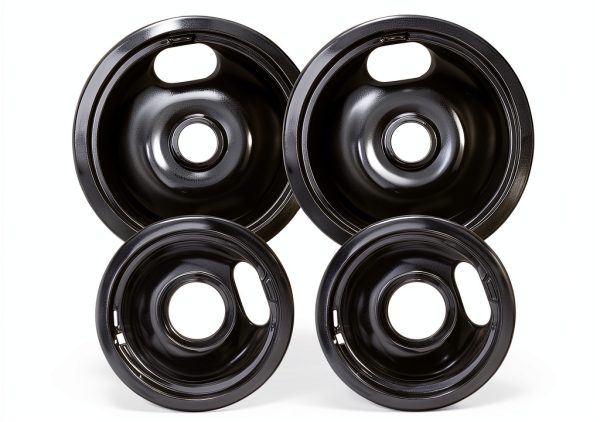 Blutoget Electric Stove Drip Pans Black Porcelain 2 Pack-0