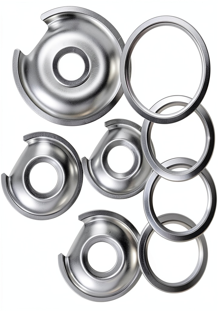 Blutoget Electric Stove Drip Pan Kit showing chrome pans and rings on a counter