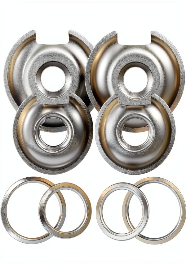 AMI PARTS Chrome Drip Pans Replacement Stove Burner Bowls-0