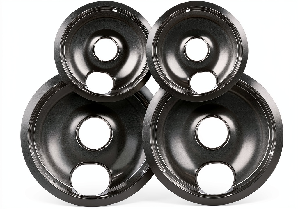 Polrios Lora drip pans installed on a stove