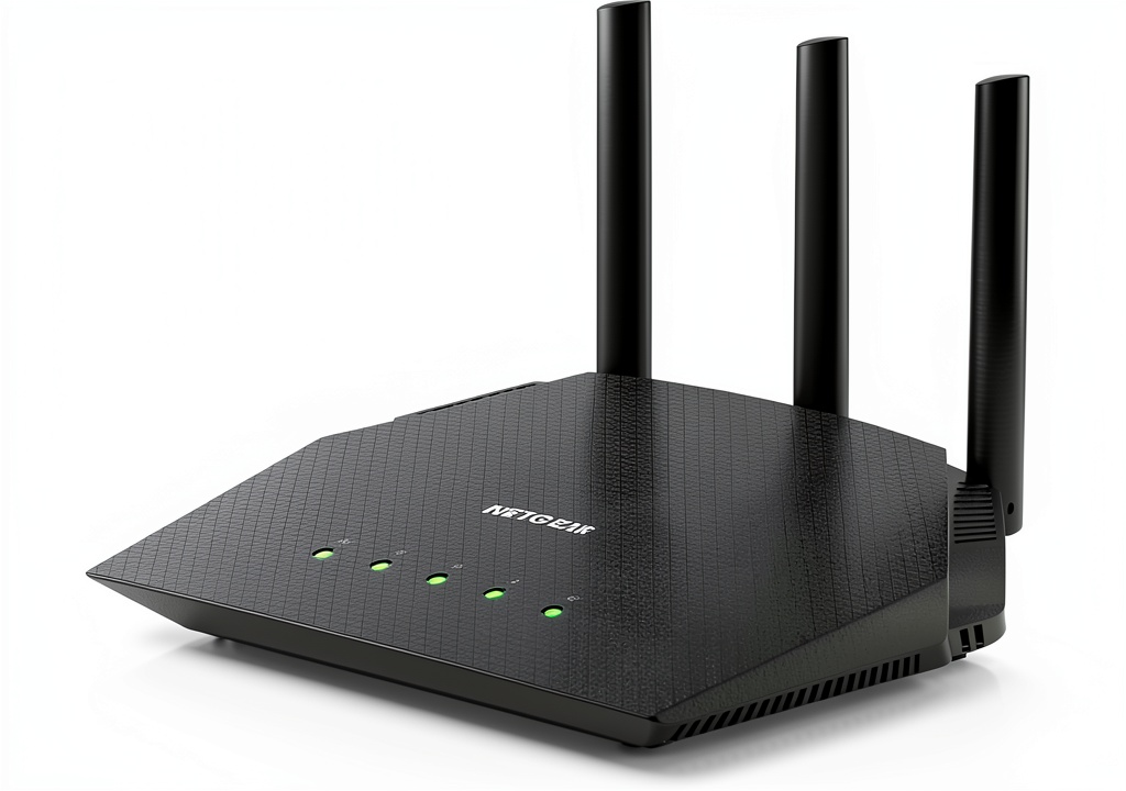 NETGEAR RAX36 router placed on a living‑room shelf