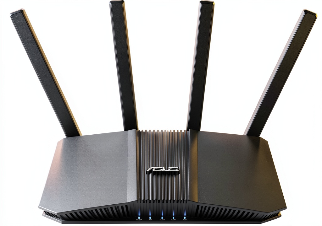 Installing WiFi 7 ASUS RT‑BE82U Router Eclipse Gray Gaming on a wooden desk
